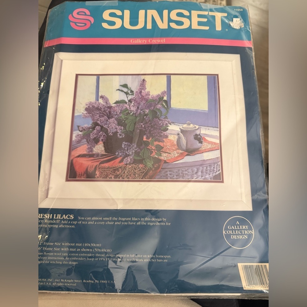 1990 Sunset Gallery Crewel Kit - Fresh Lilacs